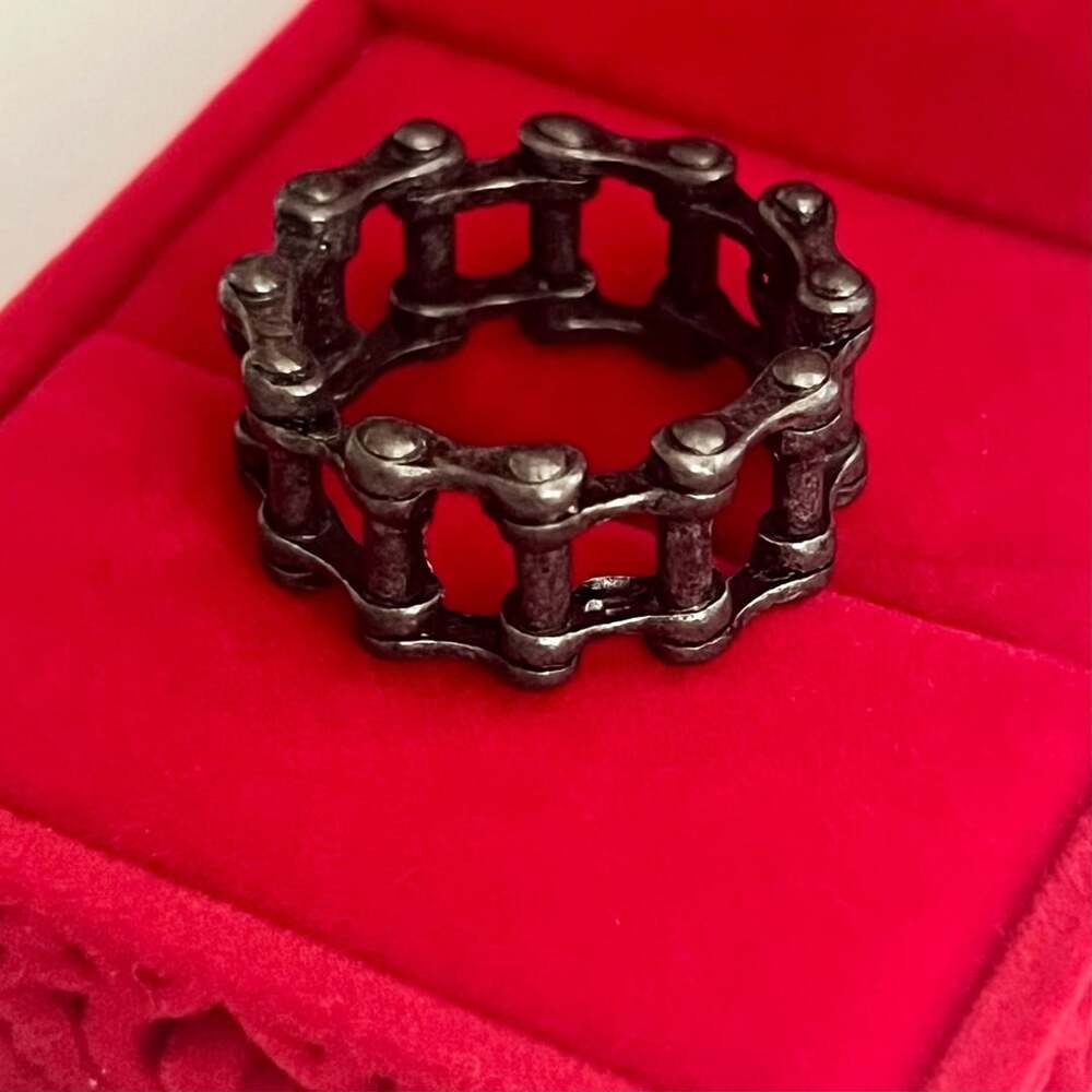Etnox Bike Chain Ring SR009 Antique Silver Biker Size 9